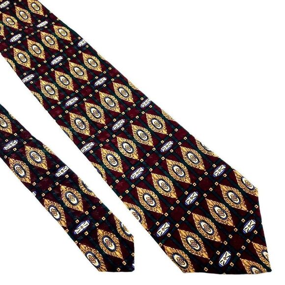 Gap Silk Tie Print Maroon Red Geometric‎ - Picture 1 of 7